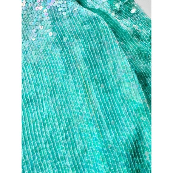 Vintage 90's SAKS FIFTH AVENUE Turquoise Beaded Sequin Blouse Skirt Set, Size M - Picture 10 of 16